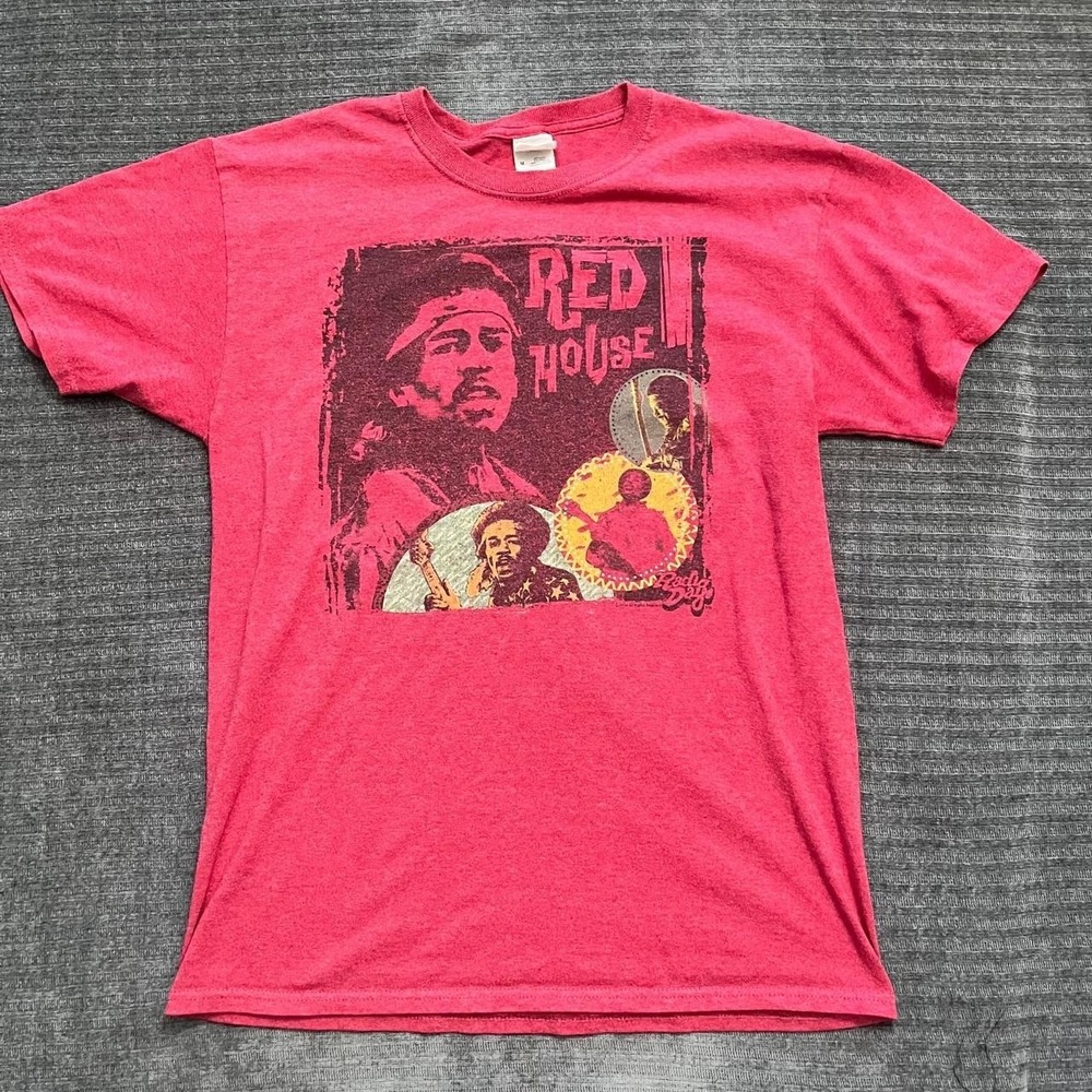 Y2k Jimi Hendrix T-Shirt Red House Junk Graphic T-Shirt Medium